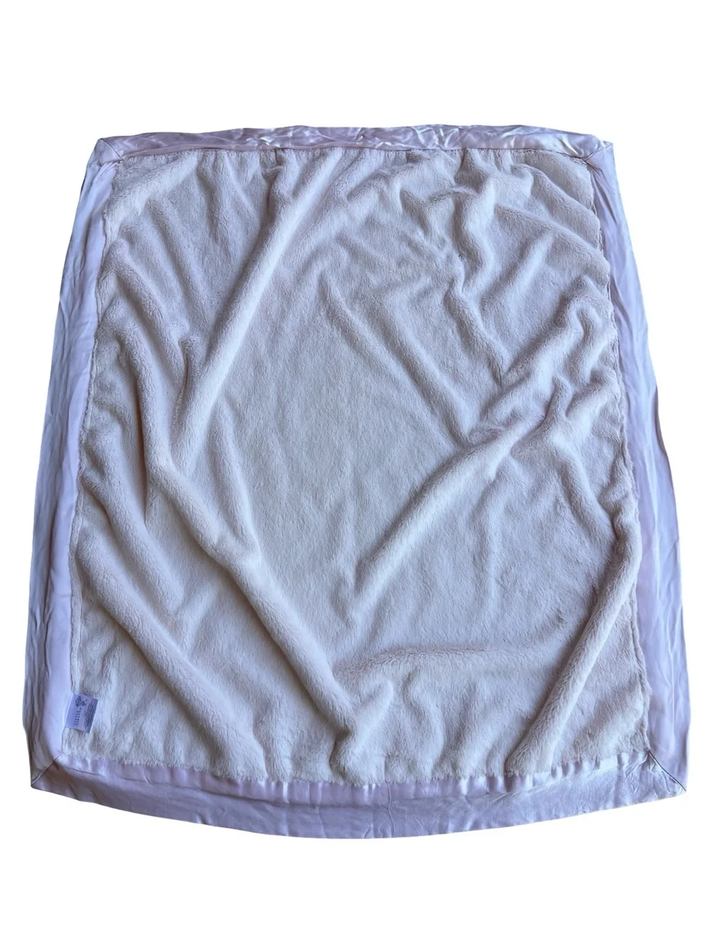 Little Giraffe Plush Pink Luxe Faux Fur Baby Blanket Satin Trim 35x31” Nursery